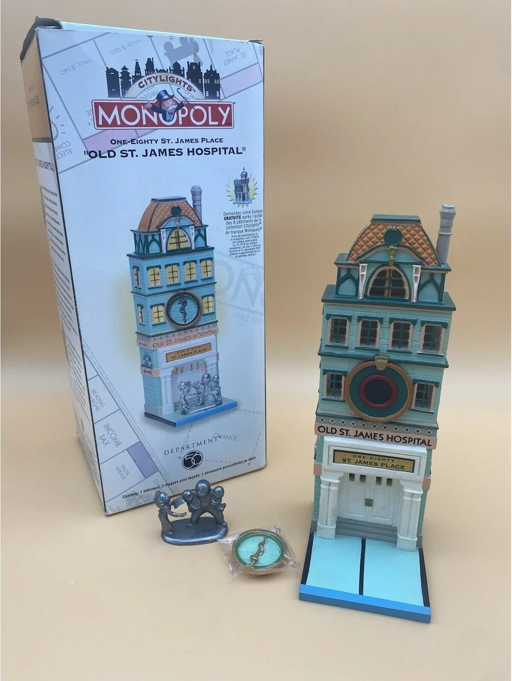 Department 56 Monopoly CityLights Old St. James Hospital One-Eighty St. James Pl